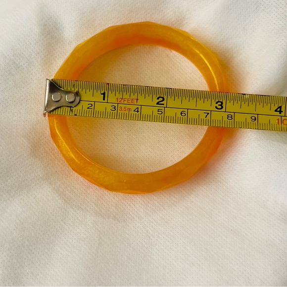 Diamond Faceted Golden Yellow Orange Cheerful Bangle Bracelet Handcrafted Resin - Picture 8 of 8